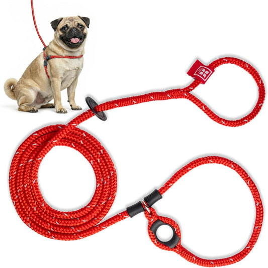 No Pull Dog Harness and Leash Set, anti Pull Dog Harness for All Breeds and Sizes, One-Piece Cushioned Rope Design Safely Prevents Escaping and Pulling (Small/Medium, Red/Reflective)