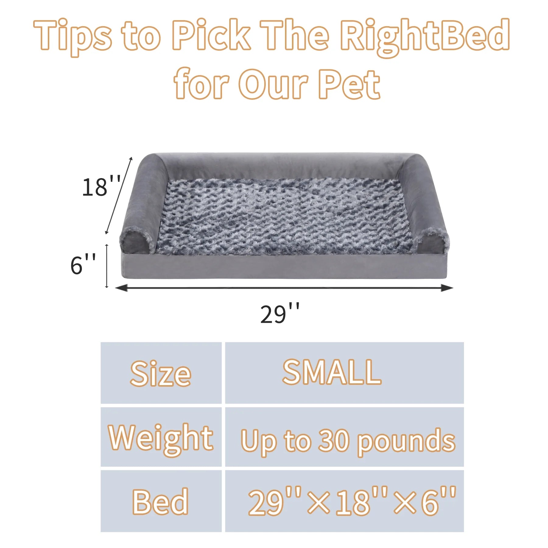 29" Orthopedic Dog Bed for Medium Dogs with Waterproof Washable Cover and Memory Foam